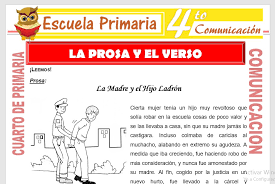 Ellos son los componentes esenciales del verso. La Prosa Y El Verso Para Cuarto De Primaria Escuela Primaria
