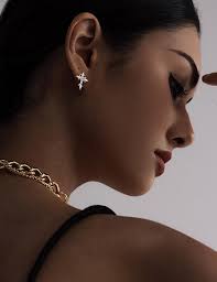 S925純銀】クロス十字架モチーフピアス シルバー 金アレ対応純銀製