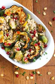 Roasted Fall Vegetable And Couscous Salad With Pomegranate Vinaigrette Recipe Couscous Salad Vegetable Couscous Salad Roasted Fall Vegetables