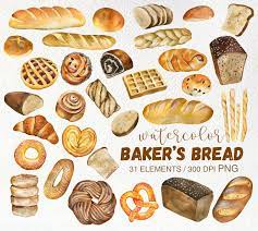 Watercolor Bread Clipart Png Watercolor Bakery Png Bread Etsy Food Illustrations Bakery Clip Art