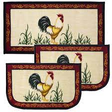 Rooster kitchen decor evokes a french country or farmhouse kitchen. Dot Rooster 3pc Kitchen Rug Set 2 Slice 18 X30 Rugs 1 20 X40 Mat Non Slid Latex Back Walmart Com Walmart Com