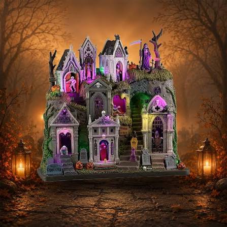 Lemax Halloween Decoration "Crypt City" Facade (Battery Operated)