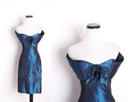 Vintage Sapphire Blue Metallic Cocktail Dress Cocktail Dress Off The Shoulders Holiday Dress Dresses Vintage Dresses 1463 Metallic Cocktail Dresses Dresses Vintage Dresses