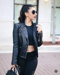 Edgy Outfit All Black Outfit Leather Jacket Outfit Workout Outfit Black Workout Outfit Leather Jacket Outfits Leather Jackets Women Edgy Outfits