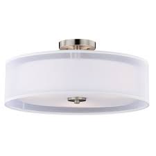 How does the lamp attach to the ceiling? Nuage 18 In W Satin Nickel Mid Century Modern Drum Semi Flush Mount Ceiling Light White