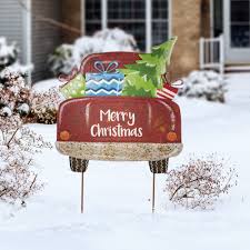 Check spelling or type a new query. Glitzhome 32 H Rusty Metal Christmas Truck Yard Stake Or Standing Decor Or Wall Decor Overstock 31757981