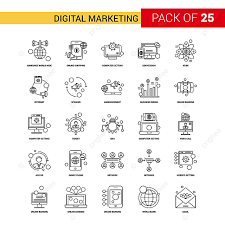 Veröffentlicht unter digitales marketing & werbung. Digital Marketing Schwarze Linie Symbol 25 Unternehmen Darlegen Icon Set Werbung Weltweit Bekannt Ankundigung Png Und Vektor Zum Kostenlosen Download
