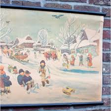 Vintage School Chart Winter Sight With Snow Vintageitem Com