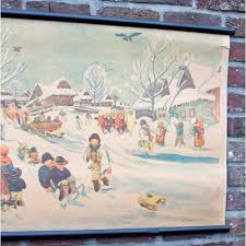 vintage school chart winter sight with snow vintageitem com