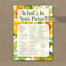 Women love this baby shower party purse game. What S In Your Purse Game Sunflowers Nifty Printables