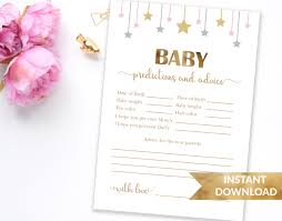 Baby Predictions And Advice Card Baby Shower Prediction Etsy Baby Name Game Nursery Rhymes Games Celebrity Baby Names