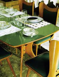 Vintage 60s Green Top Dining Table I Wonder If A Green Glass Top Would Have The Same Effect Top Furniture Green Upholstered Chair Room Furniture Design