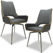Whether it's for your kitchen, living room, office, or dining room, you'll add a touch of elegance and personality to your space. Dining Chair Shankar Mako Swivel Faux Leather Dining Chairs In Grey 022 14 01 12 03