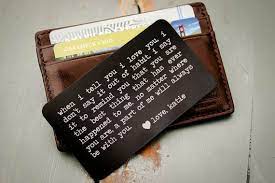 When shopping for thoughtful gifts for dad, a partner, or friends, you can create the best gifts that suit his personality. Personalized Wallet Insert Engraved Wallet Card Father Of The Bride Gift Valentine S Day Gift For Men Deployment Groom S Gift For Him Engraved Wallet Cards Personalized Wallet Card Thoughtful Gifts For Him