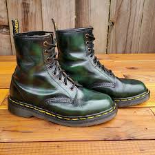 Martens men's brown leather made in england boots size uk 8 eu 42.5 high top. Dr Martens Doc England Rare Vintage Green Black Rub Off 1460 Boots Uk4 Us6 199 00 Wow Beautiful Rare Vintage Pair Of Green Black Rub Off 1460 Dr Mart