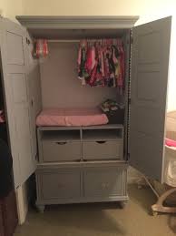 Diy Armoire Into Baby Changing Table Dresser Closet Annie Sloan Paris Grey Call Paint With Clear Wax I M Baby Closet Baby Armoire Baby Changing Table Dresser