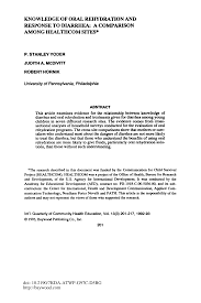 Knowledge of Oral Rehydration and Response to Diarrhea: A Comparison among  Healthcom Sites