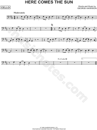 The Beatles Here Comes The Sun Sheet Music Cello Solo In D Major Download Print Cello Sheet Music Sheet Music Cello