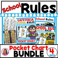 Pocket Chart Rules Bundle School Rules Cafeteria Rules Bathroom Bus Rules