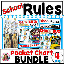 pocket chart rules bundle school rules cafeteria rules bathroom bus rules