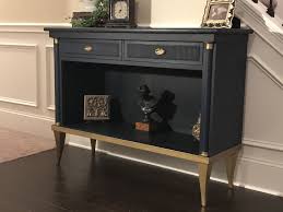 Black And Gold Furniture Ideas Annie Sloan Chalk Paint Napoleonic Blue And Black Wax Accents In Gold Gilding W Black Painted Furniture Gold Painted Furniture Annie Sloan Painted Furniture