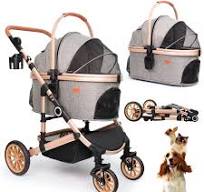 3 in 1 Pet Stroller with Detachable Carrier, Rubber Wheels ...