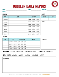 Weekly or monthly, pdf or png. Toddler Daily Sheet