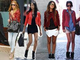 Fashion Fade Magazine How To Wear Red Leather Biker Jacket Red Jacket Outfit Wearing Red Red And Black Jacket