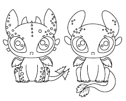 Let's color this magical imagine ink activity book featuring how to train your dragon 3 the hidden world with toothless and light fury. Chibi Toothless And Light Fury Online Coloring Pages