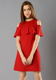 Ruffled Cold Shoulder Dress Faballey Fashion Reddress Dresses Redruffle Western Dresses Dresses Ladies Dress Design