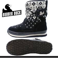 rubber duck snow boot snowjoggers ladys pau tea snow joggers rubber duck sp snow knit suede black lklk 33tnc