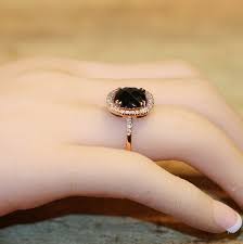 Natural Black Onyx Diamond Halo Engagement Ring In 14k Rose Etsy Halo Diamond Engagement Ring Cushion Engagement Ring Jewelry