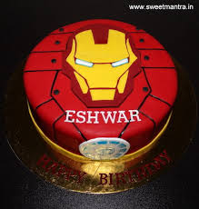 Personalized Birthday Cakes For Men With Name Iron Man Theme Customized Small Designer Fondant Birthday Cake At Pune Iron Man Birthday Ironman Cake Fondant Cakes Birthday