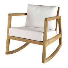 Fauteuil A Bascule En Teck Et Tissu Blanc Alpin Maisons Du Monde Fauteuil A Bascule Coussin Blanc Fauteuil Bois