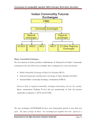 Project Report On Commodity Market Homework Example