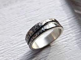 Rustic Wave Ring Silver Mens Wedding Band Silver Ring Etsy Mens Silver Wedding Bands Cool Rings For Men Wave Ring Silver