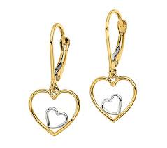 Unbranded model name / number: 14k Gold Two Tone Nested Heart Dangle Earrings Qvc Com
