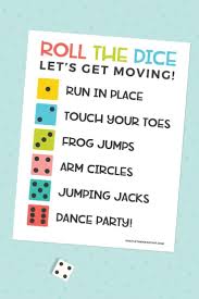 Printable Roll The Dice Exercise Game For Kids Hey Let S Make Stuff In 2020 Games For Kids Classroom Exercise For Kids Workout Games