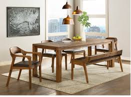 The wood table set is come with four armless chairs, a bench and a table. Mercury Row Franke 6 Piece Drop Leaf Acacia Solid Wood Dining Set Reviews Wayfair