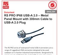 RS PRO IP68 USB-A 2.0 – Metal Panel Mount with 300mm Cable ...