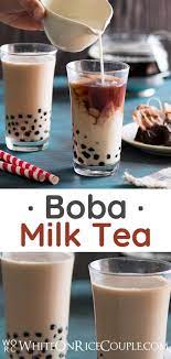 Boba Milk Tea Recipe Or Bubble Tea Recipe With Boba White On Rice Milk Tea Recipes Bubble Tea Recipe Boba Tea Recipe