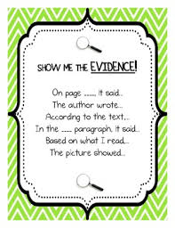 show me the evidence student reference chart with language frames