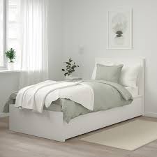 Malm هيكل سرير عالي مع صندوقي تخزين أبيض Ikea