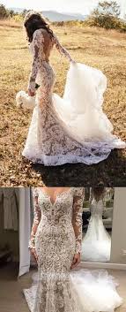Luxury Ivory Long Sleeves Backless Lace Wedding Dresses Mermaid Bridal Gown Lace Wedding Dress Vintage Wedding Dresses Vintage Lace Backless Wedding Dresses Lace