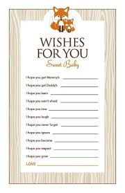 Instant Download Orange Fox Baby Shower Wishes For Baby Game Cards Printable Fox Wish For Baby Orange Brown Fox Theme Baby Shower Game 65c Fox Baby Shower Baby Shower Wishes Baby