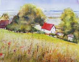 Ich wurde also in jungen jahren vom inselvirus infiziert und möchte ihn auch gar nicht wieder loswerden. Sommer Hiddensee Ostsee Aquarelllandschaft Grieben Haus Von Malmuse Bei Kunstnet