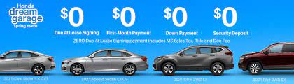 Lease a honda civic using current special offers, deals, and more. Zero Down Lease Deals Patty Peck Honda Ridgeland Ms