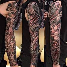 Japanese Koi Sleeve By George Bardadim Bardadim Tattoo Nyc Sleeve Tattoos Tattoo Sleeve Designs Full Sleeve Tattoos
