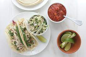 Then layer the capers, avocado and tomatoes. Fish Tacos With Cilantro Slaw And Mango Habanero Salsa Drew S Organics