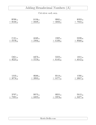 Adding Hexadecimal Numbers A Addition Worksheet Math Worksheet Binary Number Math Practice Worksheets